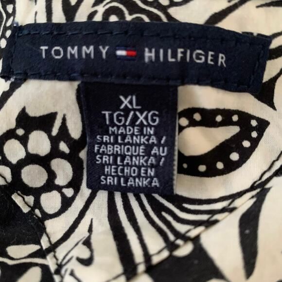 Tommy Hilfiger Wrap Mini Dress Short Sleeve Paisley Black Lightweight Casual XL - Picture 4 of 7